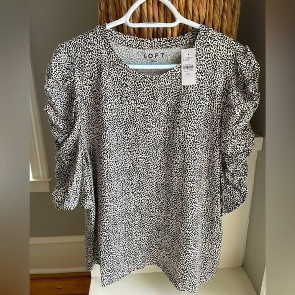 Loft animal print puff sleeve top.